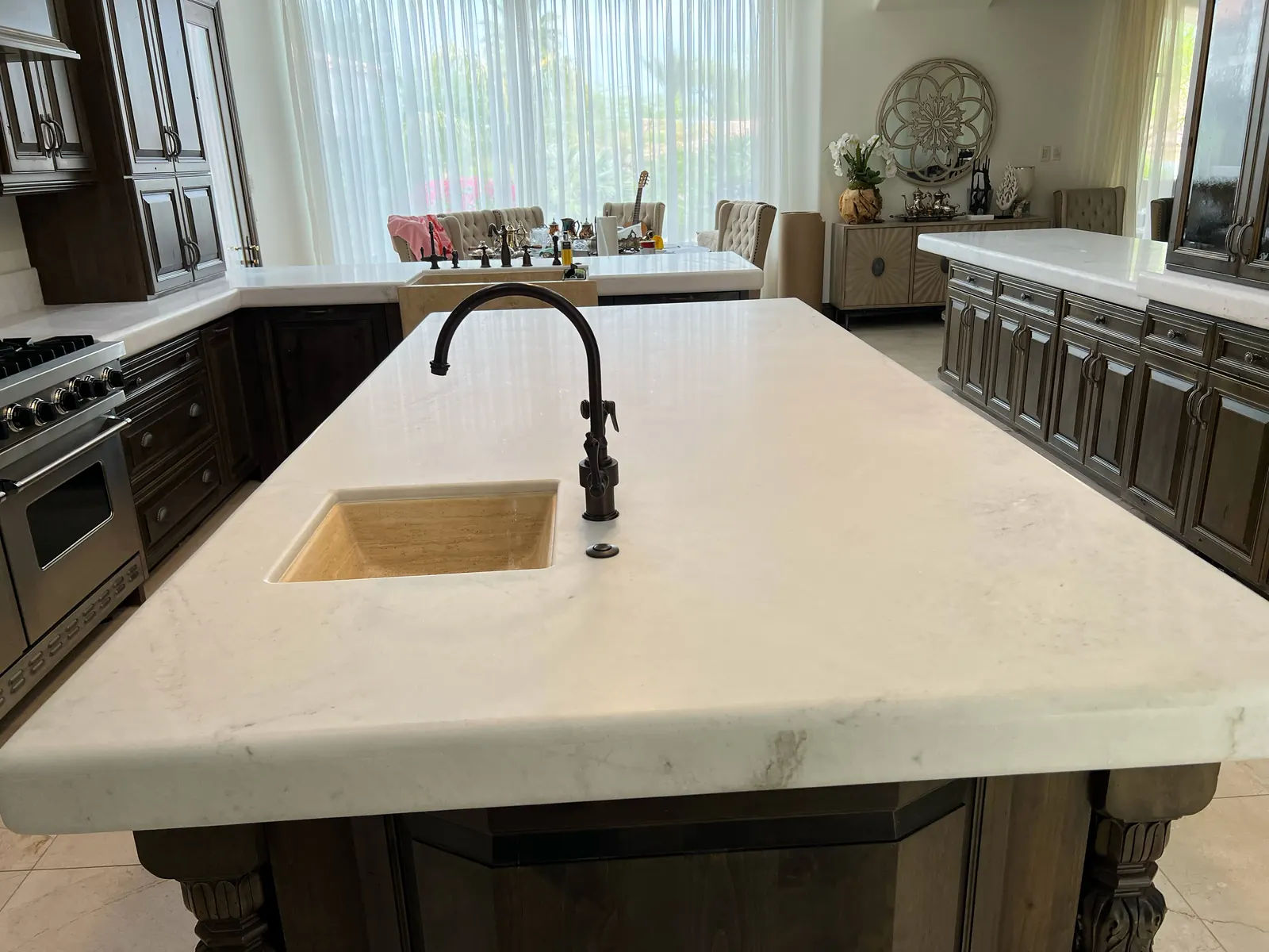 Kitchen island stone surface