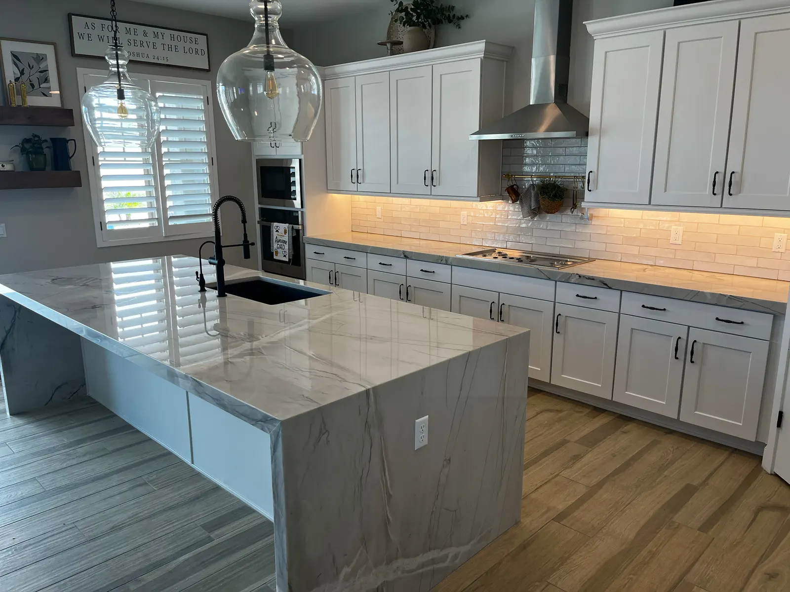 Residential stone kitchen island