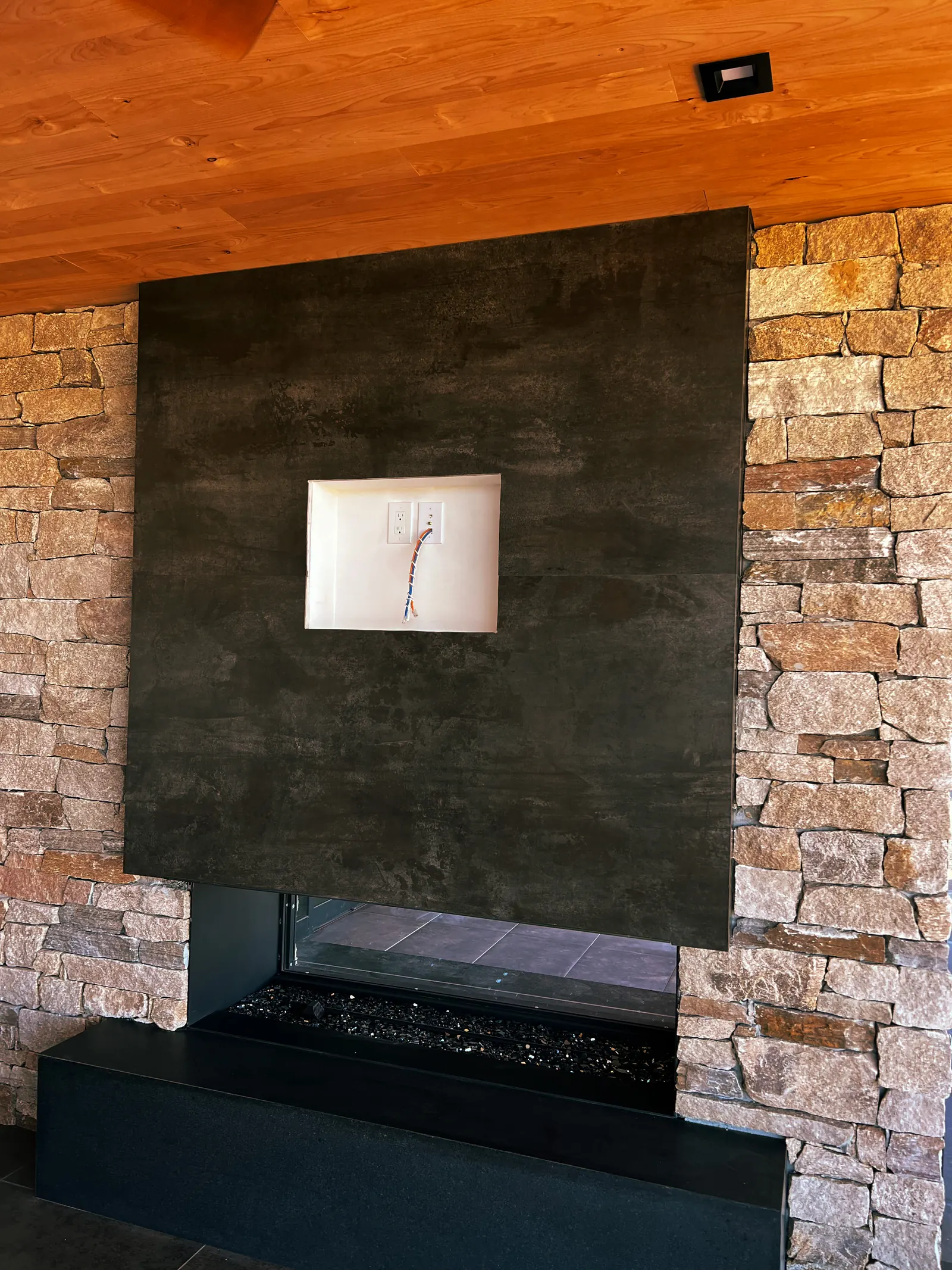 Outdoor fireplace stonework